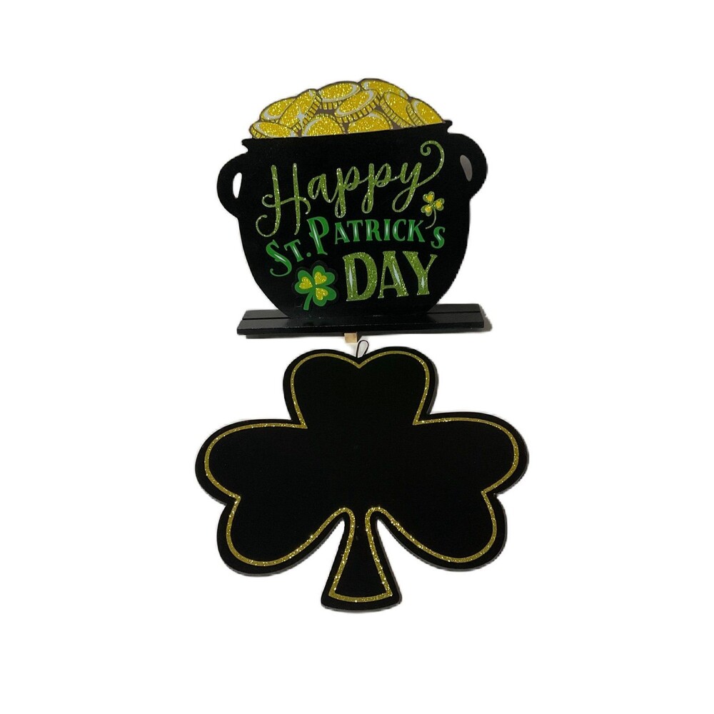 St. Patrick’s Day Wooden Plaque-1 Pot of Gold & 1 Black Clover